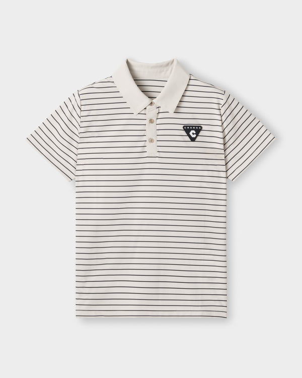 CRONOS BLACK WOMEN SHARP BORDER POLO【BEIGE×BLACK】