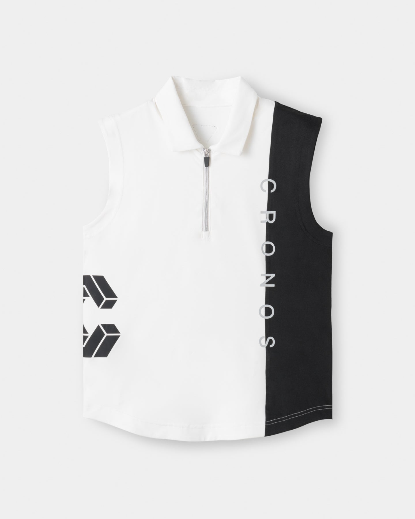 CRONOS BLACK WOMEN MONOCHROME ZIP SLEEVELESS【WHITE×BLACK】