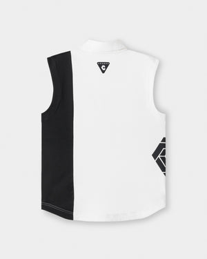 CRONOS BLACK WOMEN MONOCHROME ZIP SLEEVELESS【WHITE×BLACK】