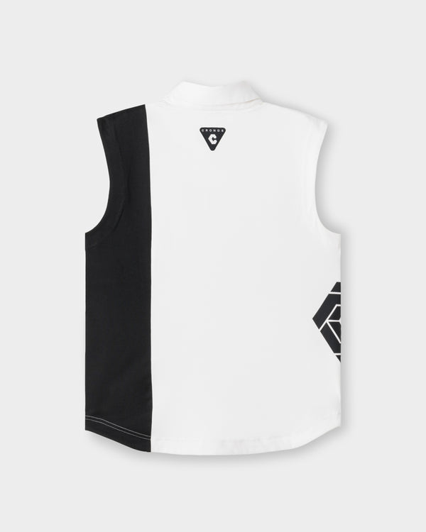 CRONOS BLACK WOMEN MONOCHROME ZIP SLEEVELESS【WHITE×BLACK】