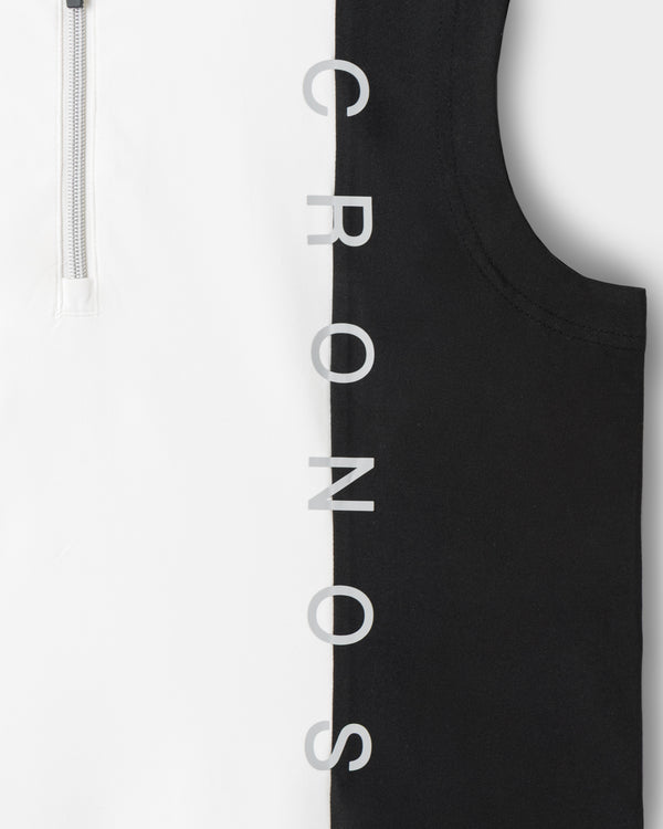 CRONOS BLACK WOMEN MONOCHROME ZIP SLEEVELESS【WHITE×BLACK】