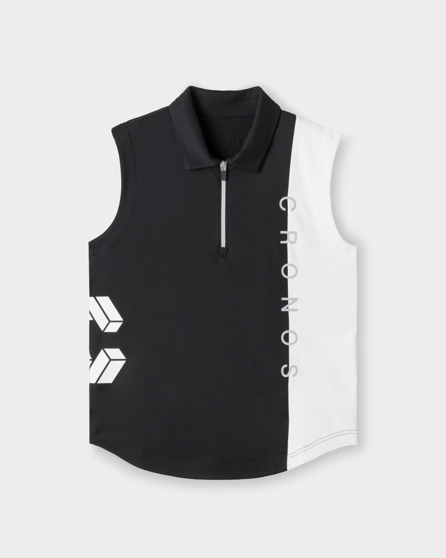 CRONOS BLACK WOMEN MONOCHROME ZIP SLEEVELESS【BLACK×WHITE】
