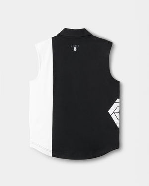 CRONOS BLACK WOMEN MONOCHROME ZIP SLEEVELESS【BLACK×WHITE】