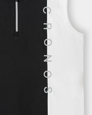 CRONOS BLACK WOMEN MONOCHROME ZIP SLEEVELESS【BLACK×WHITE】
