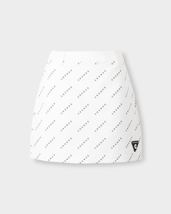 CRONOS BLACK WOMEN MONOGRAM  SKIRT【WHITE】