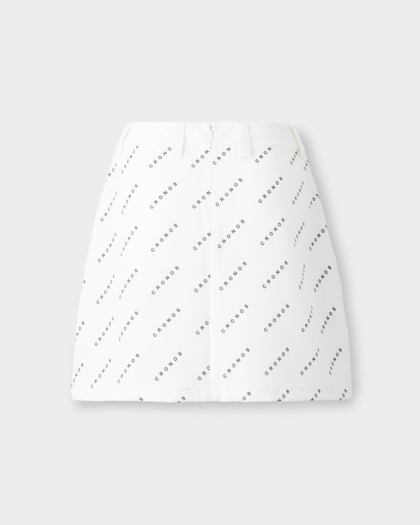 CRONOS BLACK WOMEN MONOGRAM  SKIRT【WHITE】
