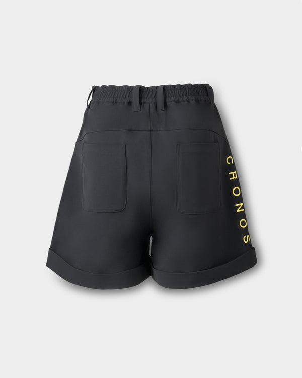 CRONOS BLACK WOMEN MONOCHROME SHORTS【BLACK×YELLOW】