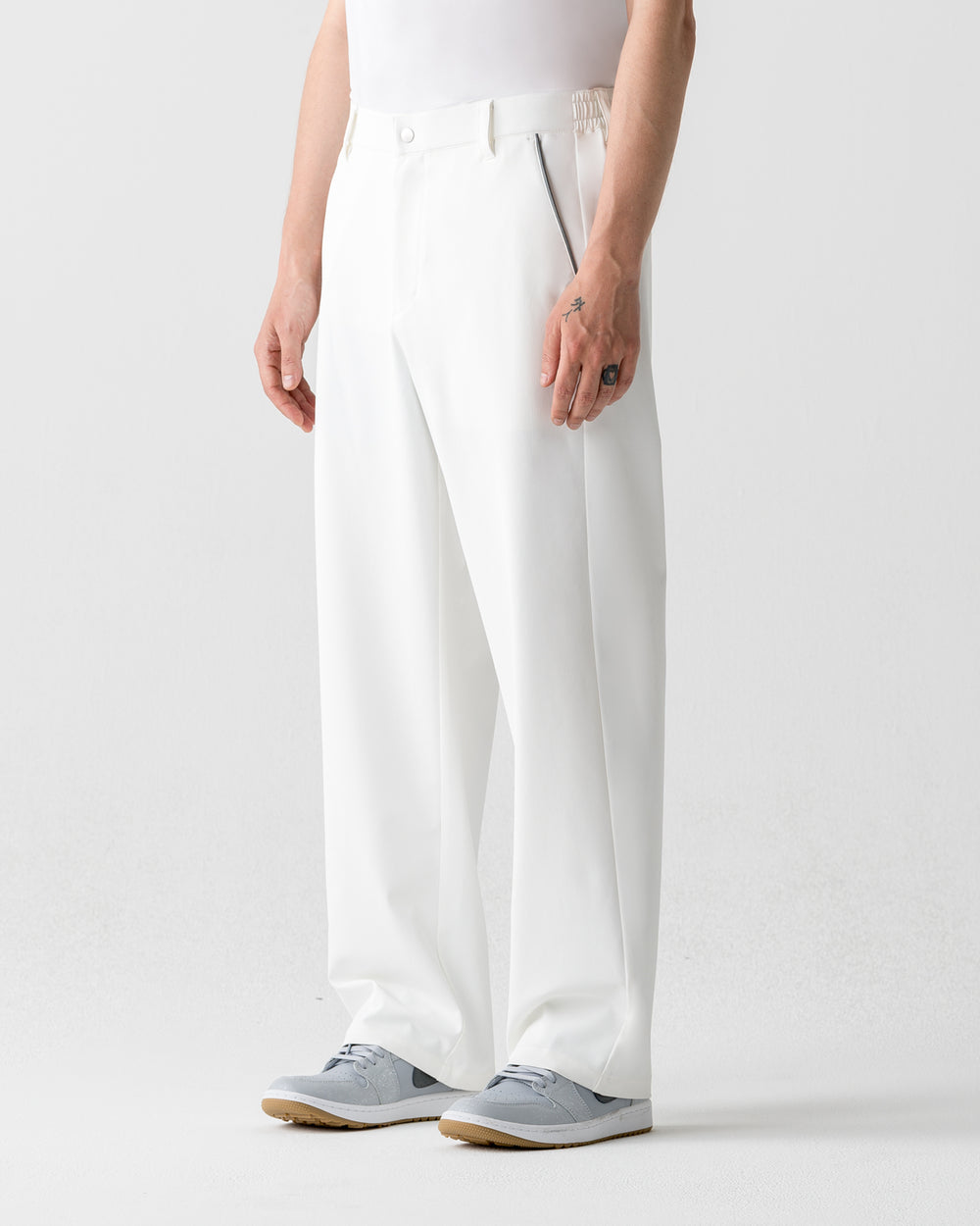 CRONOS BLACK DUAL TONE PANTS【WHITE×BLACK】