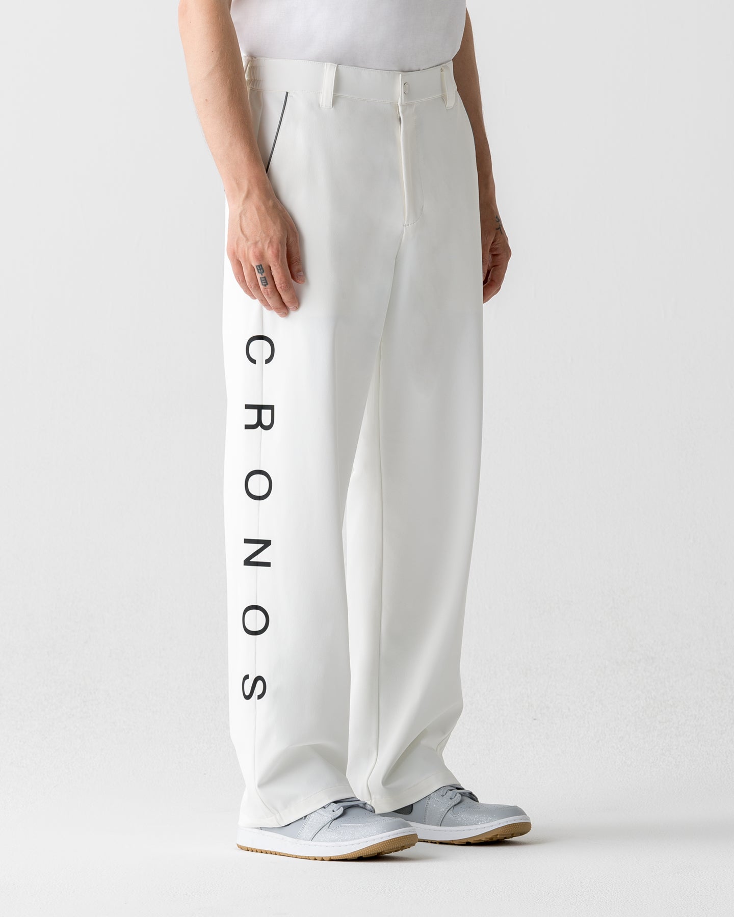 CRONOS BLACK DUAL TONE PANTS【WHITE×BLACK】