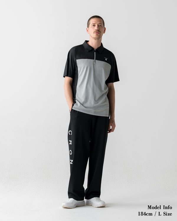 CRONOS BLACK DUAL TONE HALF ZIP POLO【BLACK×GRAY】