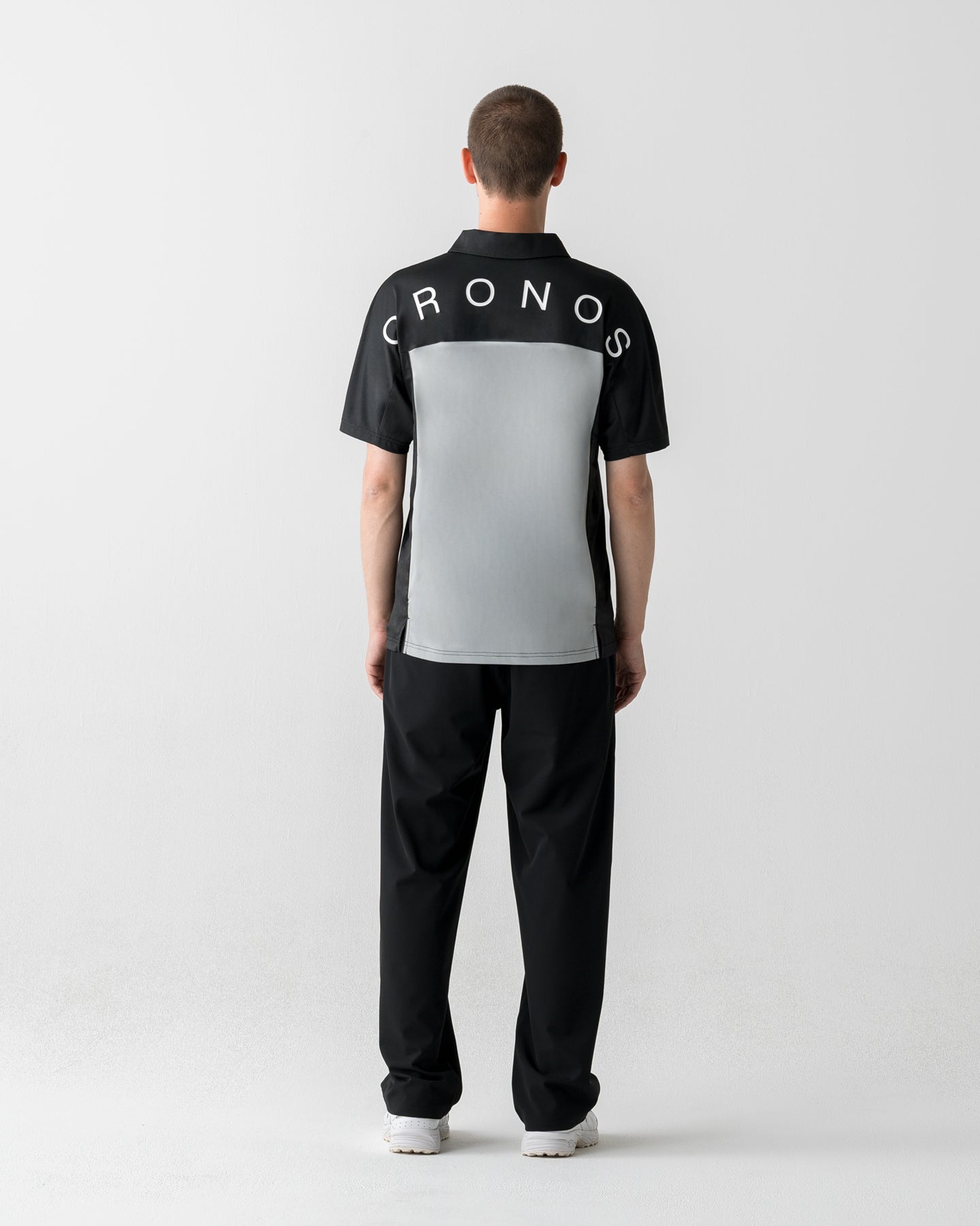 CRONOS BLACK DUAL TONE HALF ZIP POLO【BLACK×GRAY】