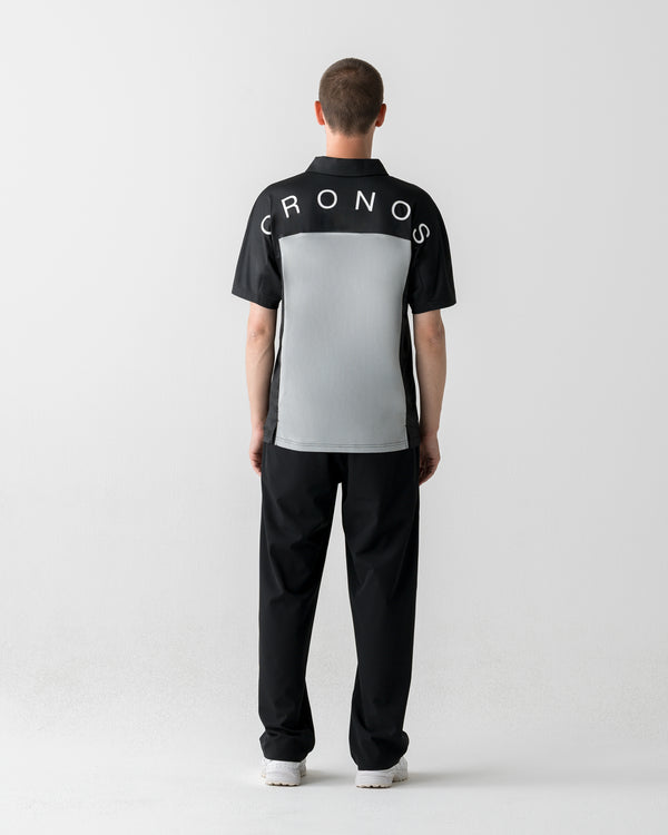 CRONOS BLACK DUAL TONE HALF ZIP POLO【BLACK×GRAY】