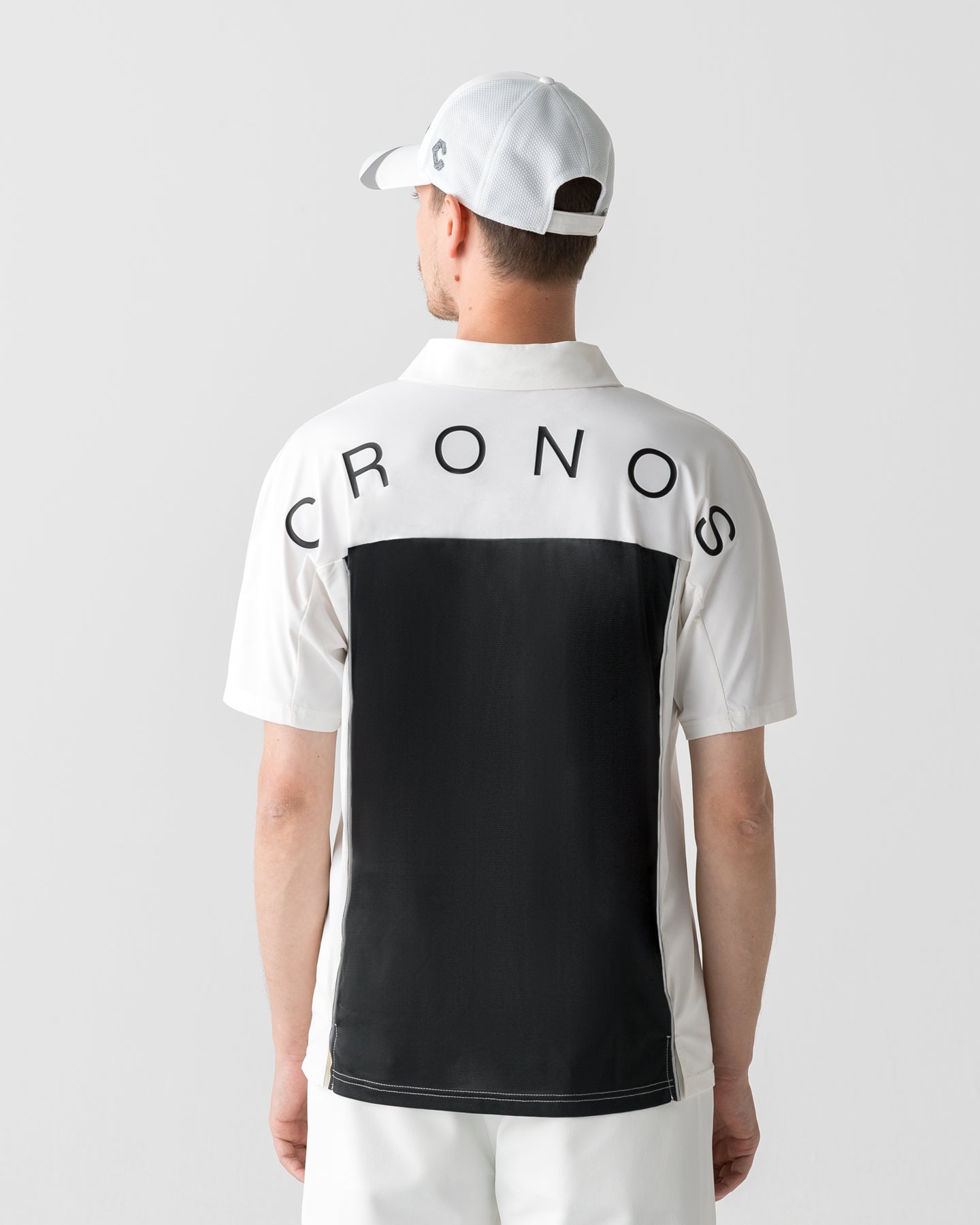 CRONOS BLACK DUAL TONE HALF ZIP POLO【WHITE×GRAY】