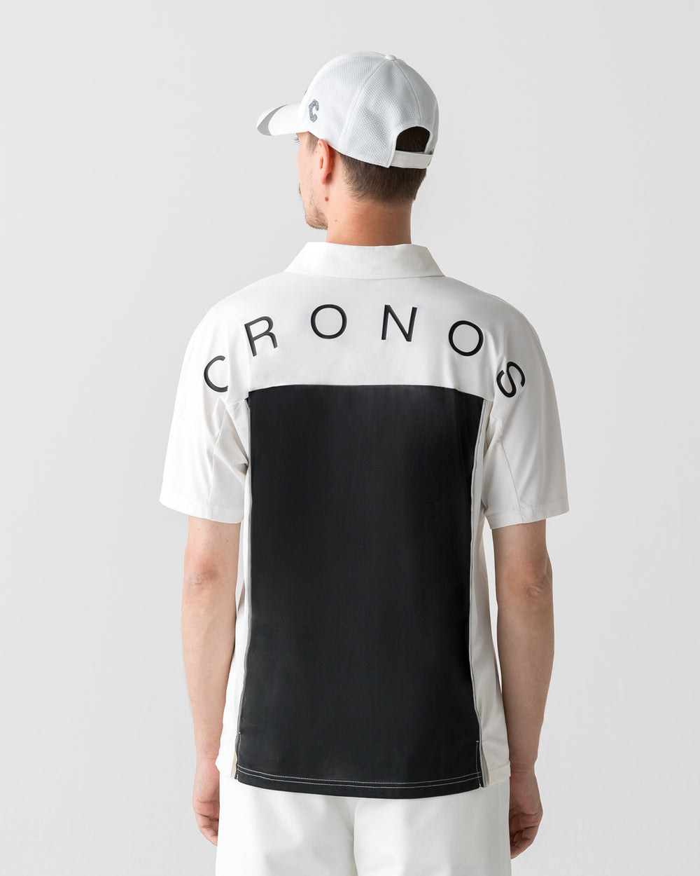 CRONOS BLACK DUAL TONE HALF ZIP POLO【WHITE×BLACK】