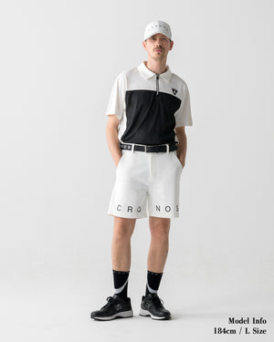 CRONOS BLACK DUAL TONE HALF ZIP POLO【WHITE×GRAY】
