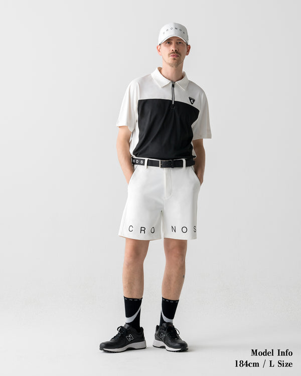 CRONOS BLACK DUAL TONE HALF ZIP POLO【WHITE×GRAY】