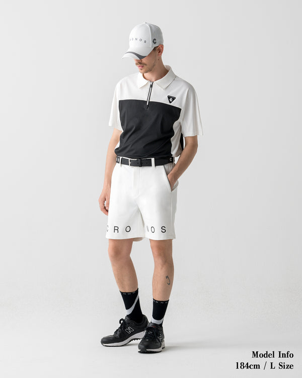 CRONOS BLACK DUAL TONE HALF ZIP POLO【WHITE×GRAY】