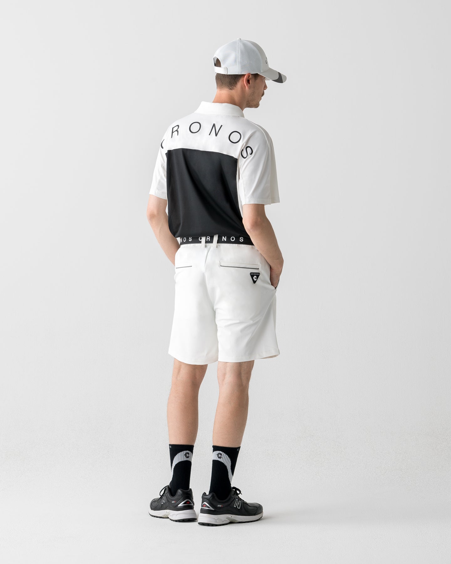 CRONOS BLACK DUAL TONE HALF ZIP POLO【WHITE×GRAY】
