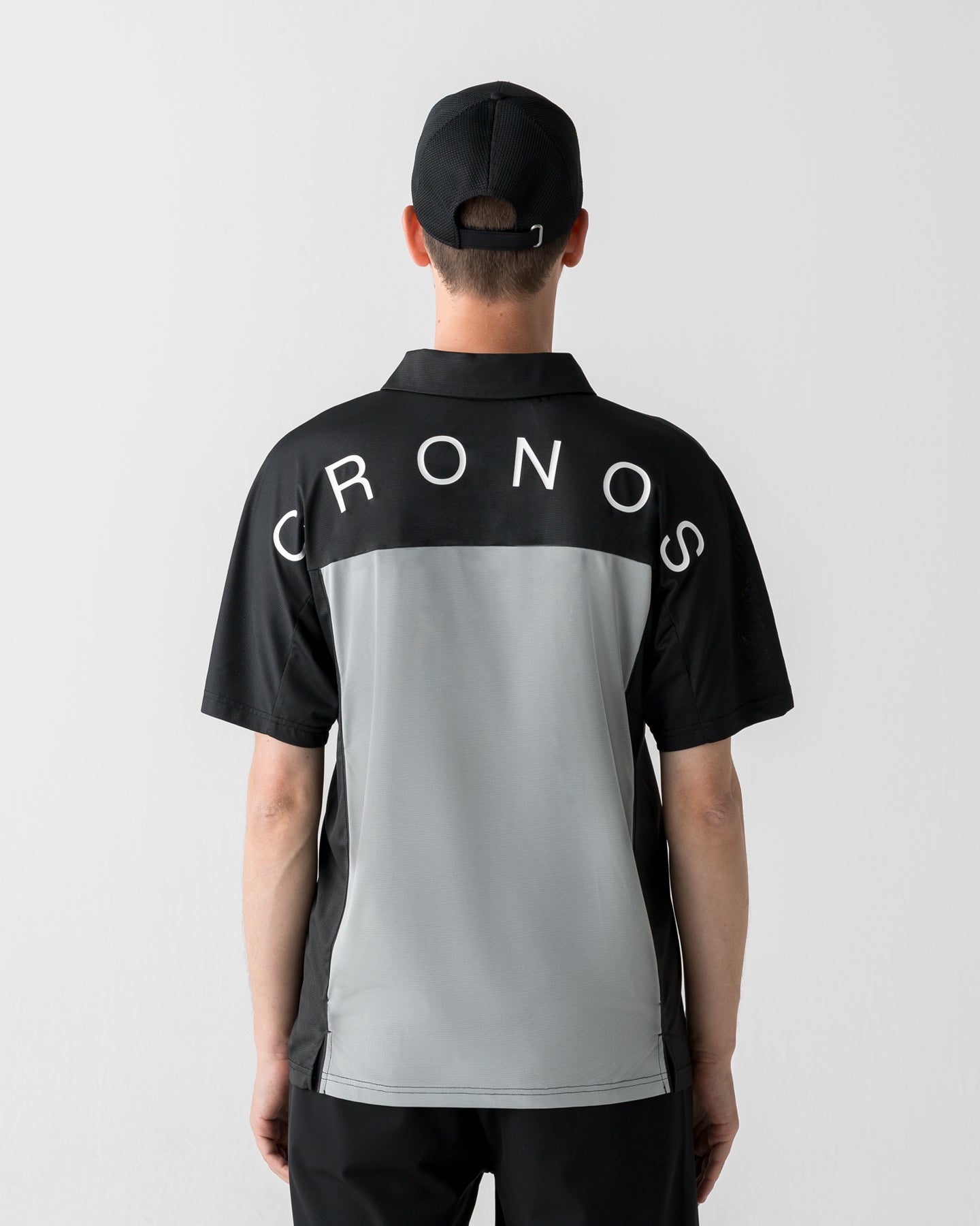 CRONOS BLACK DUAL TONE HALF ZIP POLO【BLACK×GRAY】