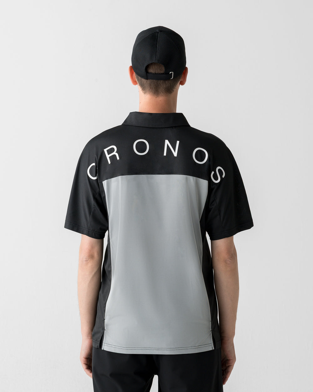 CRONOS BLACK DUAL TONE HALF ZIP POLO【BLACK×GRAY】