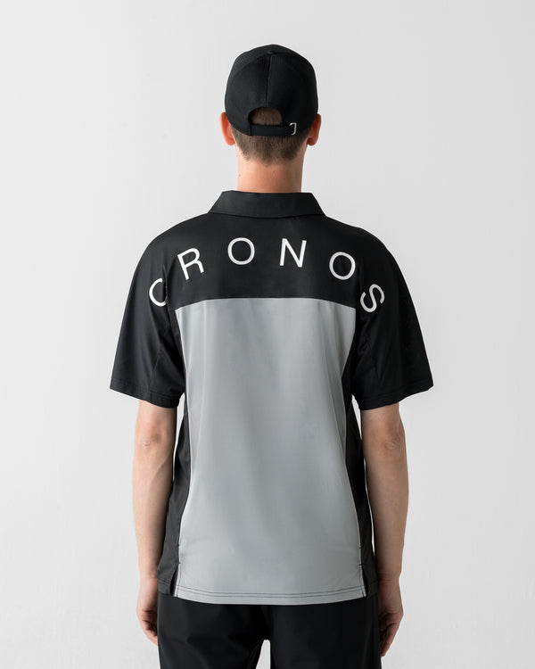 CRONOS BLACK DUAL TONE HALF ZIP POLO【BLACK×GRAY】