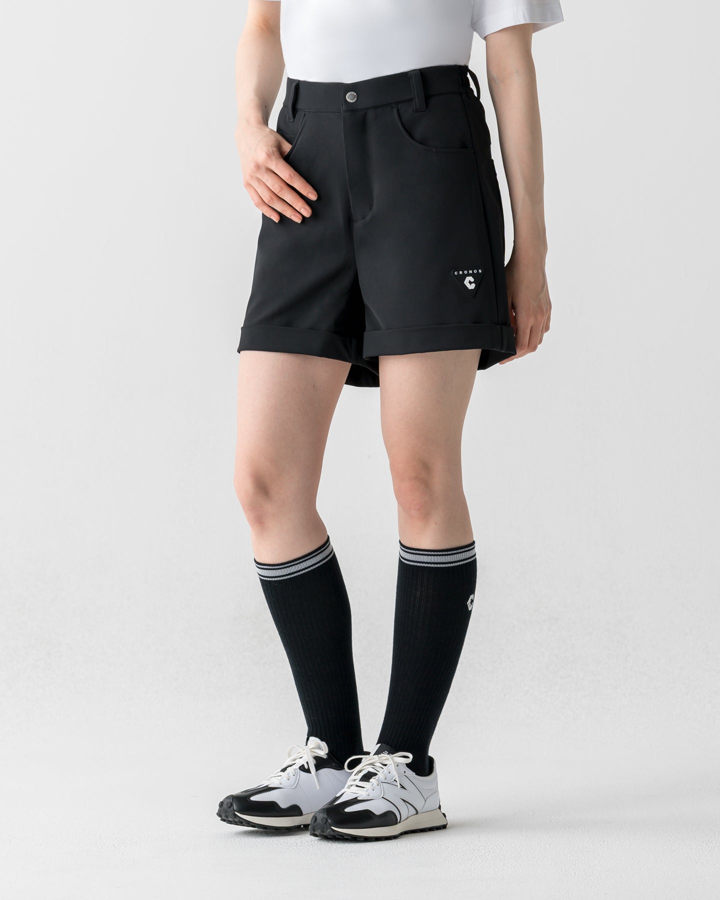 【新品】CRONOSショートパンツ 黒 CRONOS BLACK WOMEN MONOCHROME SHORTS【BLACK×YELLOW】