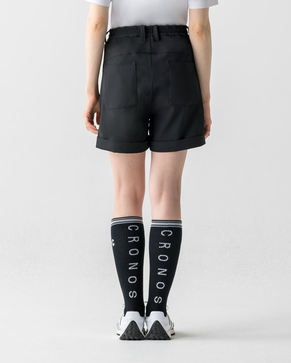 CRONOS BLACK WOMEN MONOCHROME SHORTS【BLACK×YELLOW】