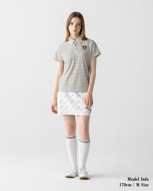 CRONOS BLACK WOMEN MONOGRAM  SKIRT【WHITE】