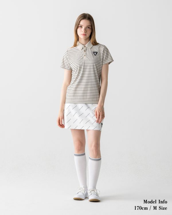 CRONOS BLACK WOMEN MONOGRAM  SKIRT【WHITE】