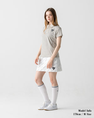 CRONOS BLACK WOMEN MONOGRAM  SKIRT【WHITE】