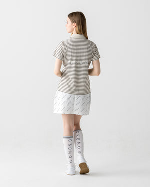 CRONOS BLACK WOMEN SHARP BORDER POLO【BEIGE×BLACK】
