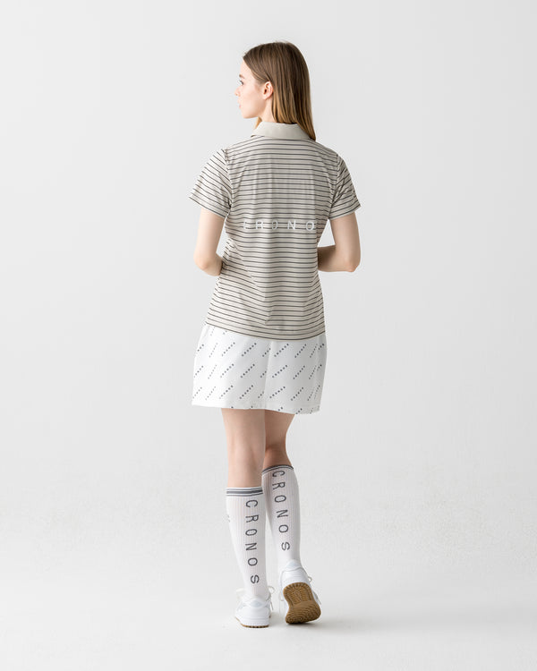 CRONOS BLACK WOMEN MONOGRAM  SKIRT【WHITE】