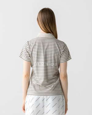 CRONOS BLACK WOMEN SHARP BORDER POLO【BEIGE×BLACK】