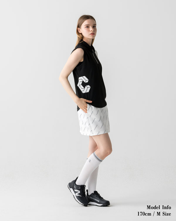 CRONOS BLACK WOMEN MONOGRAM  SKIRT【WHITE】