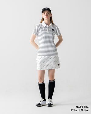 CRONOS BLACK WOMEN MONOGRAM  SKIRT【WHITE】