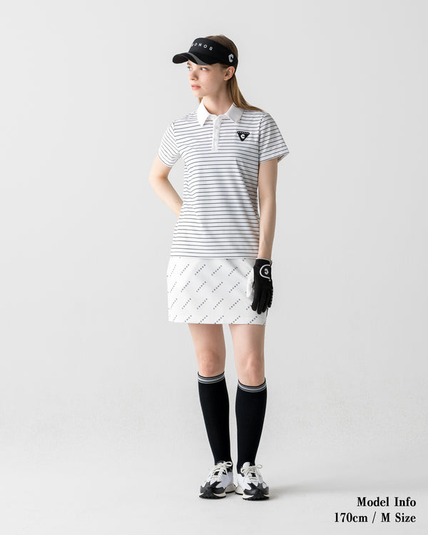 CRONOS BLACK WOMEN SHARP BORDER POLO【WHITE×BLACK】