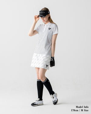 CRONOS BLACK WOMEN MONOGRAM  SKIRT【WHITE】