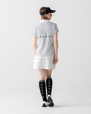 CRONOS BLACK WOMEN SHARP BORDER POLO【WHITE×BLACK】