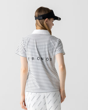 CRONOS BLACK WOMEN SHARP BORDER POLO【WHITE×BLACK】