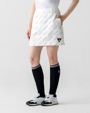 CRONOS BLACK WOMEN MONOGRAM  SKIRT【WHITE】