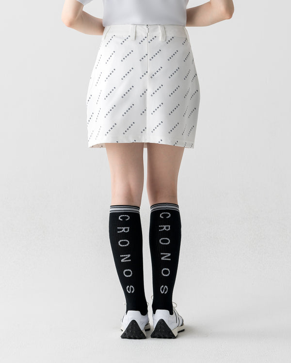 CRONOS BLACK WOMEN MONOGRAM  SKIRT【WHITE】