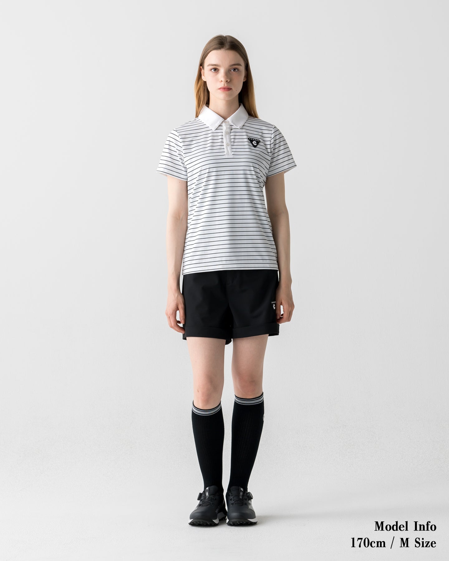 CRONOS BLACK WOMEN SHARP BORDER POLO【WHITE×BLACK】