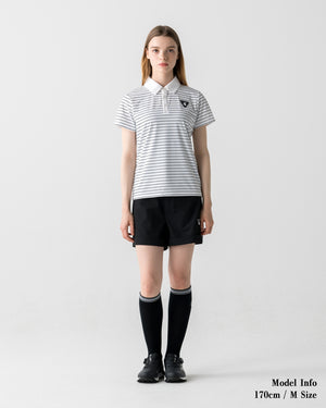CRONOS BLACK WOMEN SHARP BORDER POLO【WHITE×BLACK】