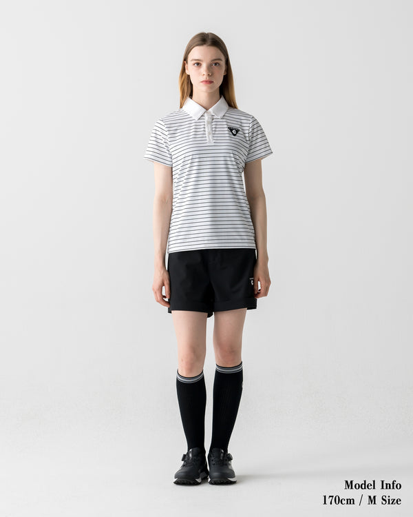 CRONOS BLACK WOMEN SHARP BORDER POLO【WHITE×BLACK】
