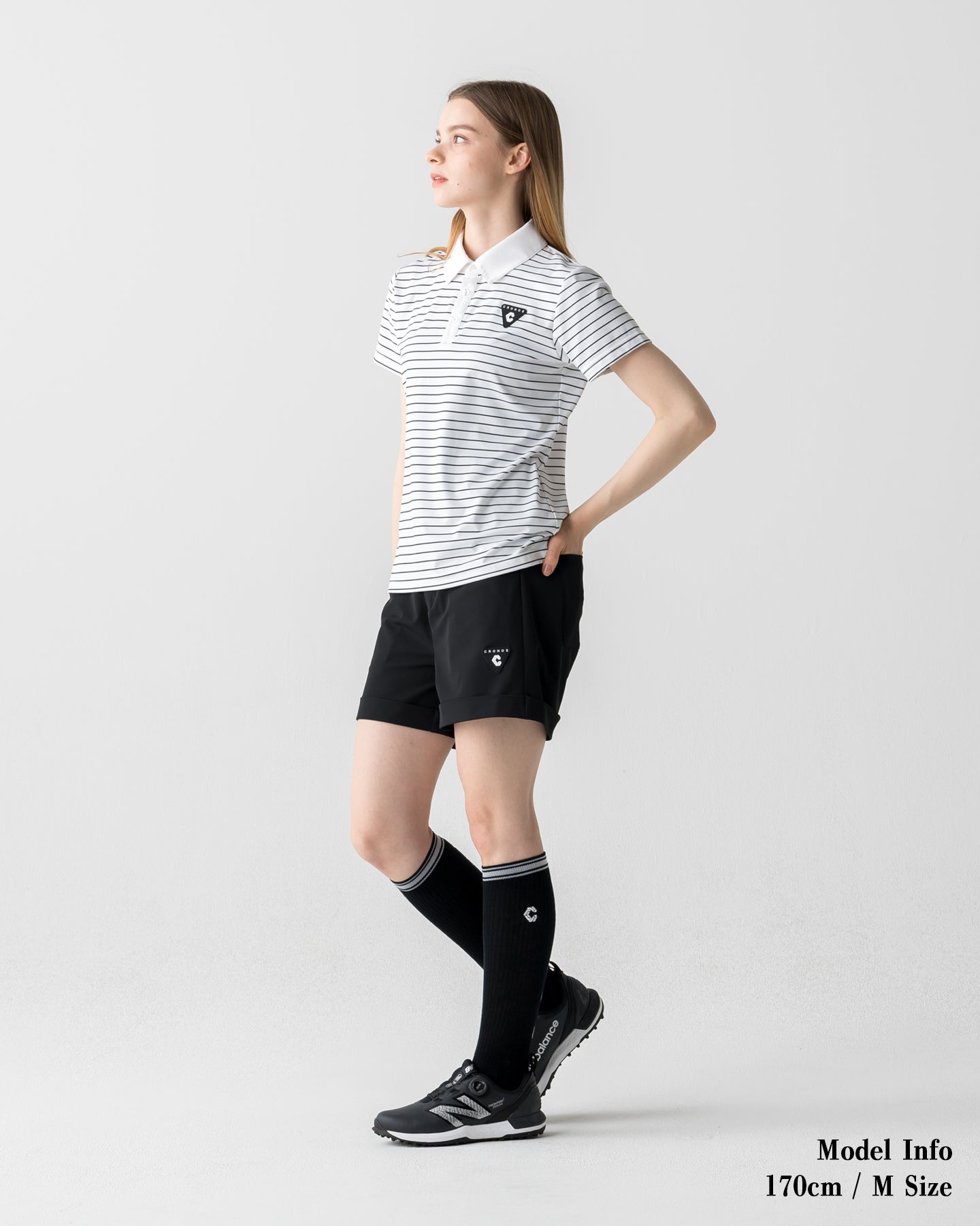 CRONOS BLACK WOMEN SHARP BORDER POLO【WHITE×BLACK】