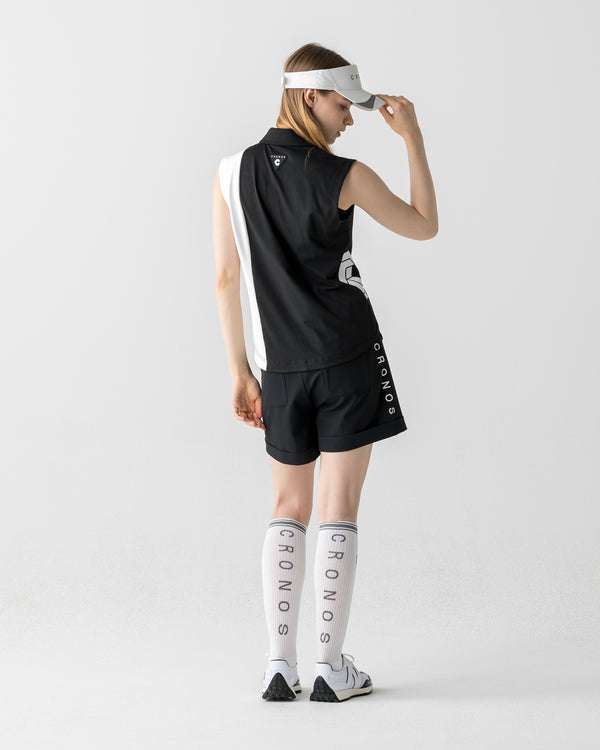 CRONOS BLACK WOMEN MONOCHROME SHORTS【BLACK×WHITE】