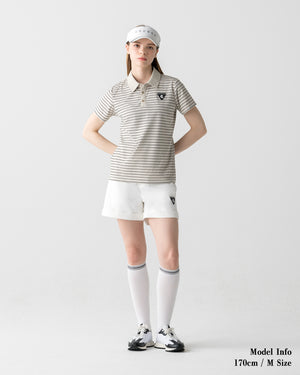 CRONOS BLACK WOMEN SHARP BORDER POLO【BEIGE×BLACK】