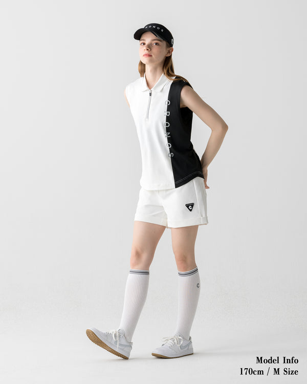 CRONOS BLACK WOMEN MONOCHROME SHORTS【WHITE×BLACK】