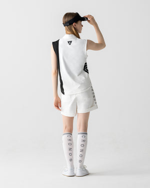 CRONOS BLACK WOMEN MONOCHROME ZIP SLEEVELESS【WHITE×BLACK】