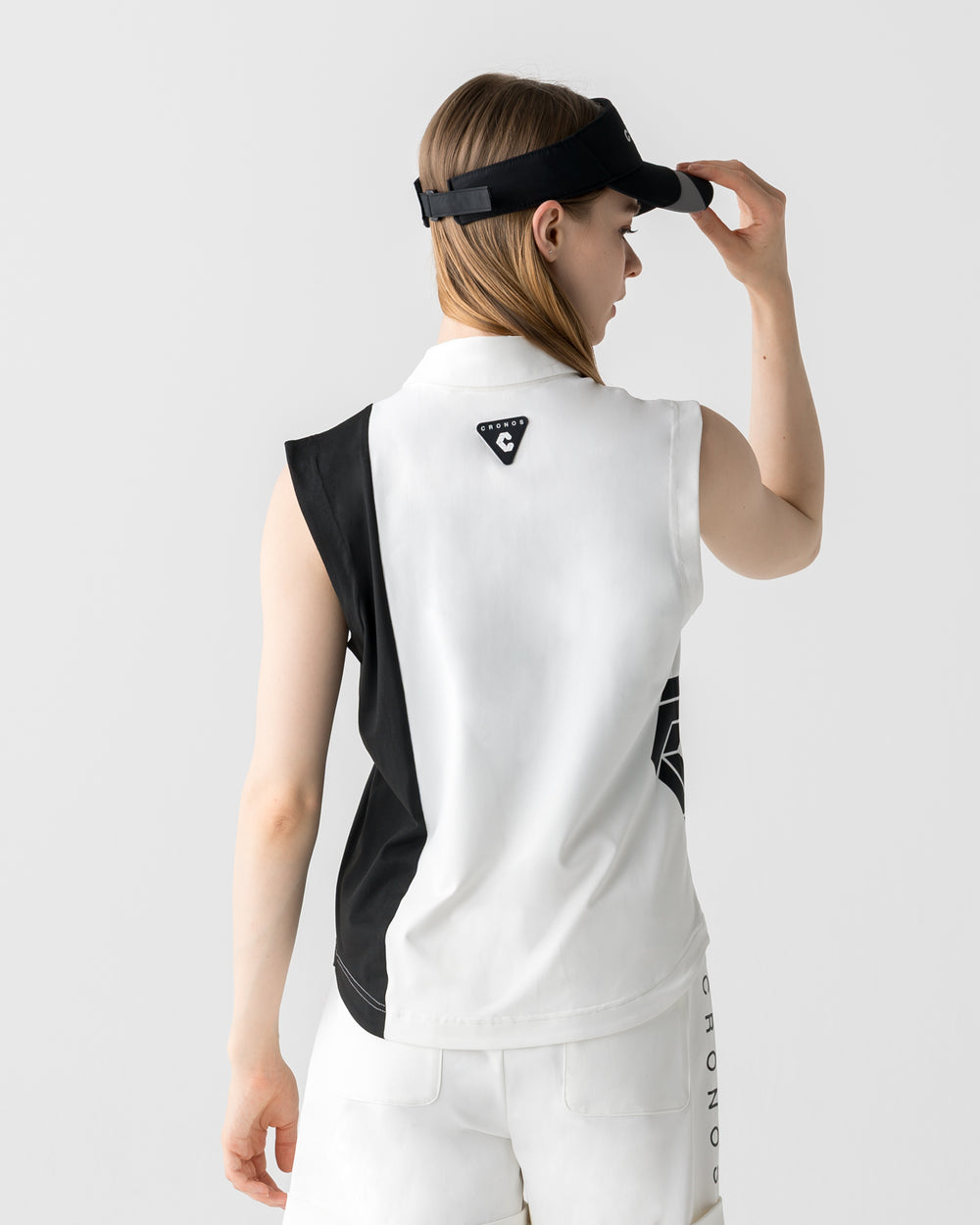 CRONOS BLACK WOMEN MONOCHROME 無袖拉鍊上衣【WHITE×BLACK】